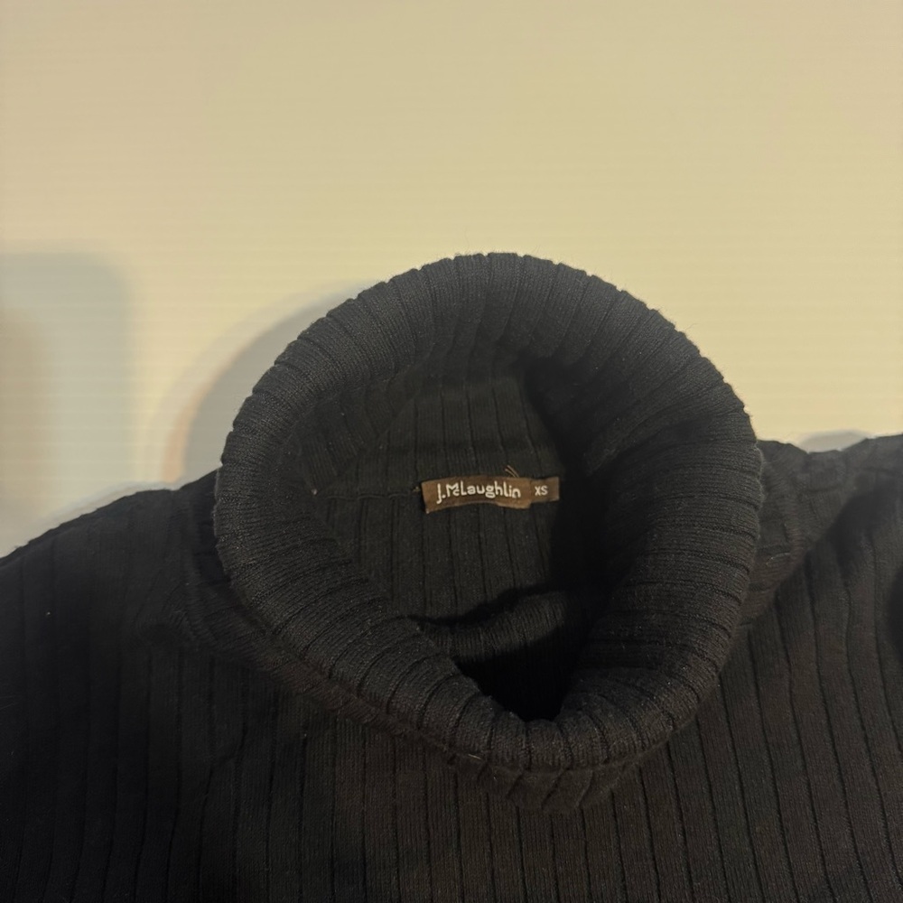 J. McLaughlin Arlette Ribbed Turtleneck Sweater Black Women’s Large Buttons XS - Picture 6 of 10